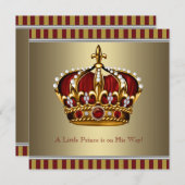 Red Gold Crown Little Prince Boy Baby shower Kaart (Voorkant / Achterkant)