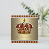 Red Gold Crown Little Prince Boy Baby shower Kaart (Staand voorkant)