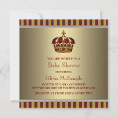 Red Gold Crown Little Prince Boy Baby shower Kaart (Achterkant)