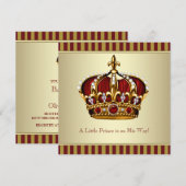 Red Gold Crown Little Prince Boy Baby shower Kaart (Voorkant / Achterkant)