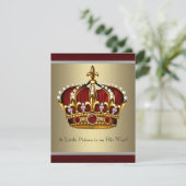 Red Gold Crown Prince Boy Baby shower Kaart (Staand voorkant)