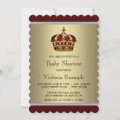 Red Gold Crown Prince Boy Baby shower Kaart (Achterkant)