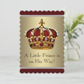 Red Gold Crown Prince Boy Baby shower Kaart (Staand voorkant)