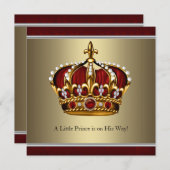 Red Gold Crown Prince Boy Baby shower Kaart (Voorkant / Achterkant)