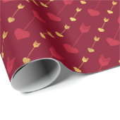 RED & GOLD CUPIDS ARROWS VALENTIJNSDAG CADEAUPAPIER (Rol Hoek)