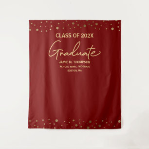Red Gold CUSTOM Class Jaar achtergrond Afstuderen Wandkleed