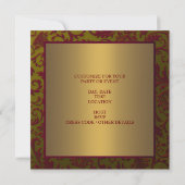 Red Gold Damask All Occasion Invitation Sjabloon Kaart (Achterkant)