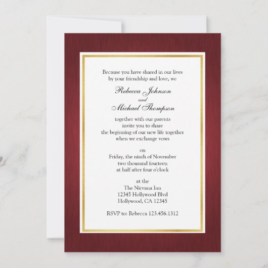 Red & Gold Damask, Chinese Double Happiness Invite Kaart (Achterkant)