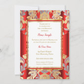 RED Gold Damask Gray Tiara Birthday Party Kaart (Achterkant)