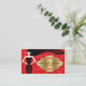 Red Gold Damask Hair Stylist Salon Visitekaartje (Staand voorkant)
