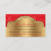 Red Gold Damask Hair Stylist Salon Visitekaartje (Achterkant)