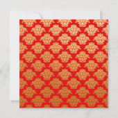 Red Gold Damask Pattern Indian Rehearsal Dinner Kaart (Achterkant)