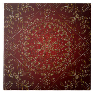 Red Gold Decorative Ceramic Tile Tegeltje
