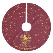 Red Gold Deer Vrolijk Kerstfeest Kerstboom Rok (Voorkant)