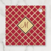 Red Gold Diamond Geometric Monogram, aangepast Bedankjes Labels (Achterkant)