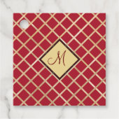 Red Gold Diamond Geometric Monogram, aangepast Bedankjes Labels (Voorkant)