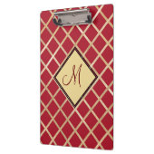 Red Gold Diamond Geometric Pattern Monogram Klembord (Links)