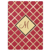 Red Gold Diamond Geometric Pattern Monogram Klembord (Achterkant)