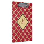 Red Gold Diamond Geometric Pattern Monogram Klembord (Rechts)