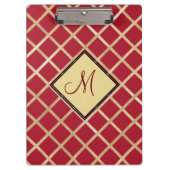Red Gold Diamond Geometric Pattern Monogram Klembord (Voorkant)