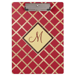 Red Gold Diamond Geometric Pattern Monogram Klembord