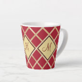 Red Gold Diamond Geometric Pattern Monogram Latte Mok (Rechterhoek)
