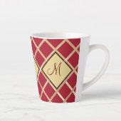 Red Gold Diamond Geometric Pattern Monogram Latte Mok (Rechts)