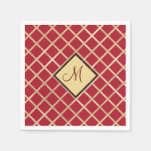 Red Gold Diamond Geometric Pattern Monogram Servet (Voorkant)