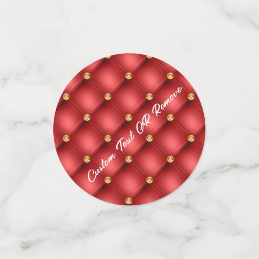 Red Gold Diamond Tufted Custom Text Name Confetti (Kleine voorkant)