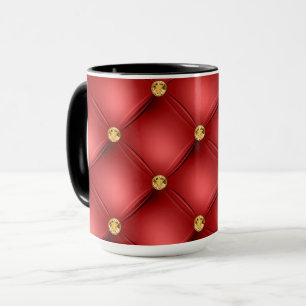 Red Gold Diamonds Tufted Coffee Mok