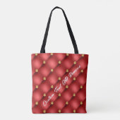 Red Gold Diamonds Tufted Custom Text Canvas tas (Achterkant)