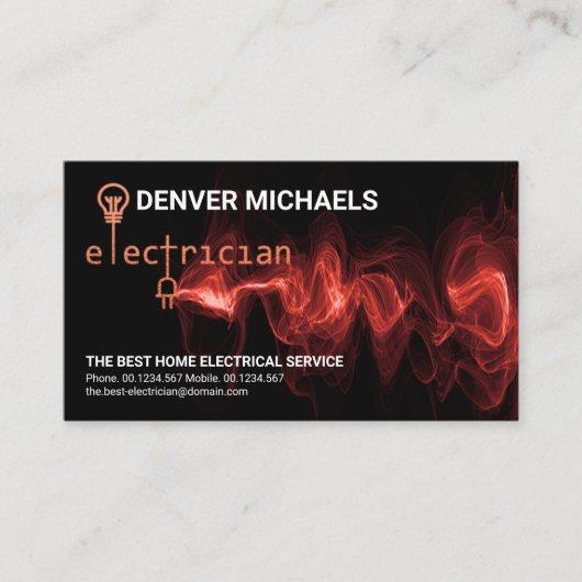 Red Gold Electrician Signage Red Electrical Charge Visitekaartje (Voorkant)
