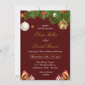 Red,Gold Elegant Christmas holiday winter Wedding Kaart (Voorkant)