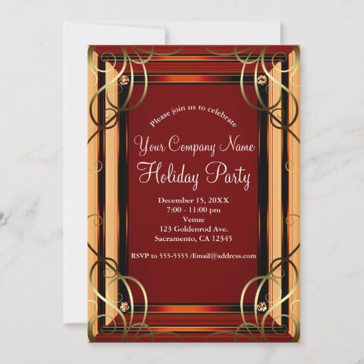 Red & Gold Elegant Company Corporate Holiday Party Kaart (Voorkant)