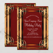 Red & Gold Elegant Company Corporate Holiday Party Kaart (Voorkant / Achterkant)