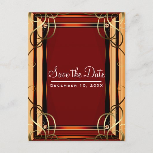 Red & Gold Elegant Company Corporate Save the Date Aankondigingskaart (Voorkant)