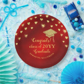 Red Gold Elegant Congrats Klasse van 2025 Afstuder Papieren Bordje (Feest)