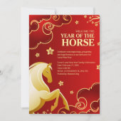 Red Gold Elegant Lunar New Year Horse Kaart (Voorkant)