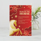 Red Gold Elegant Lunar New Year Horse Kaart (Staand voorkant)