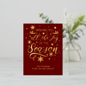 Red Gold Elegant Moderne Business Holiday Folie Ca Folie Feestdagen Briefkaart (Staand Voorkant)