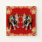 Red gold elephants Indian wedding guest book Notitieboek (Achterkant)