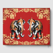 Red gold elephants Indian wedding personalized Gastenboek (Achterkant)