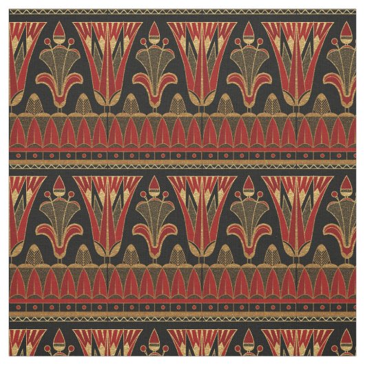 Red Gold en Black Art Deco Stof (Swatch)