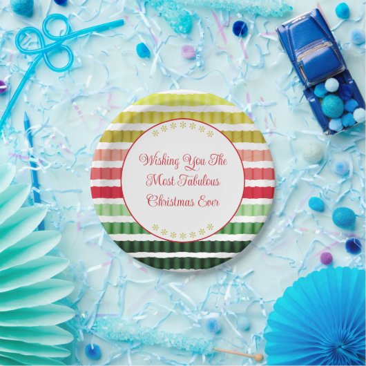 Red Gold en Green Stripe zoals Pattern Papieren Bordje (Feest)