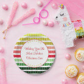 Red Gold en Green Stripe zoals Pattern Papieren Bordje (Feest)