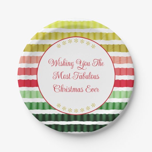 Red Gold en Green Stripe zoals Pattern Papieren Bordje (Voorkant)