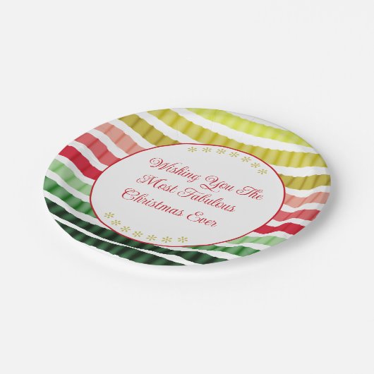 Red Gold en Green Stripe zoals Pattern Papieren Bordje (Gekanteld)