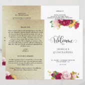 Red Gold en Yellow Floral Quinceanera Programme (Voorkant / Achterkant)