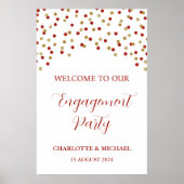 Red Gold Engagement Party Custom 20x30 Poster (Voorkant)