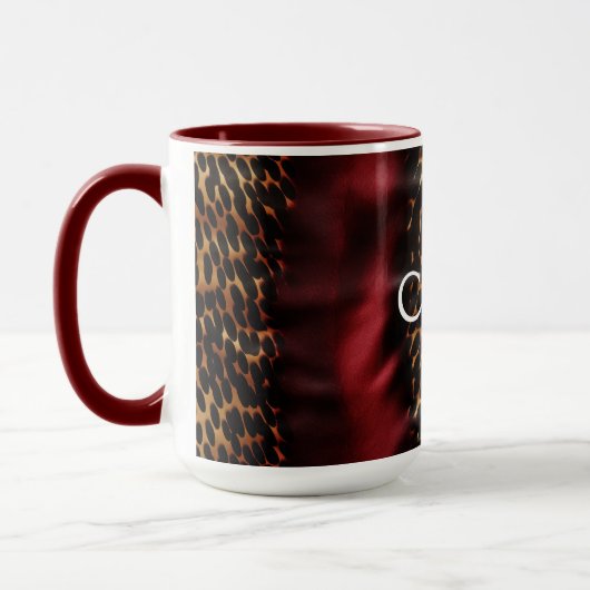 Red Gold Faux Cowgirl Southwest Koeienhuid Naam Mok (Links)